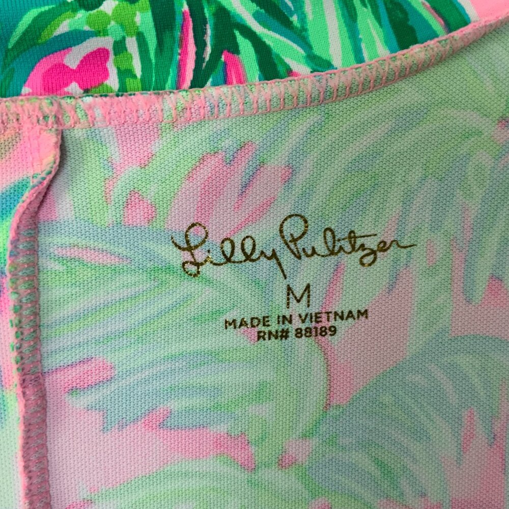New Lilly Pulitzer Lilshield Palm Tree UPF 50+ Cowlneck Top Sz M - Picture 3 of 16